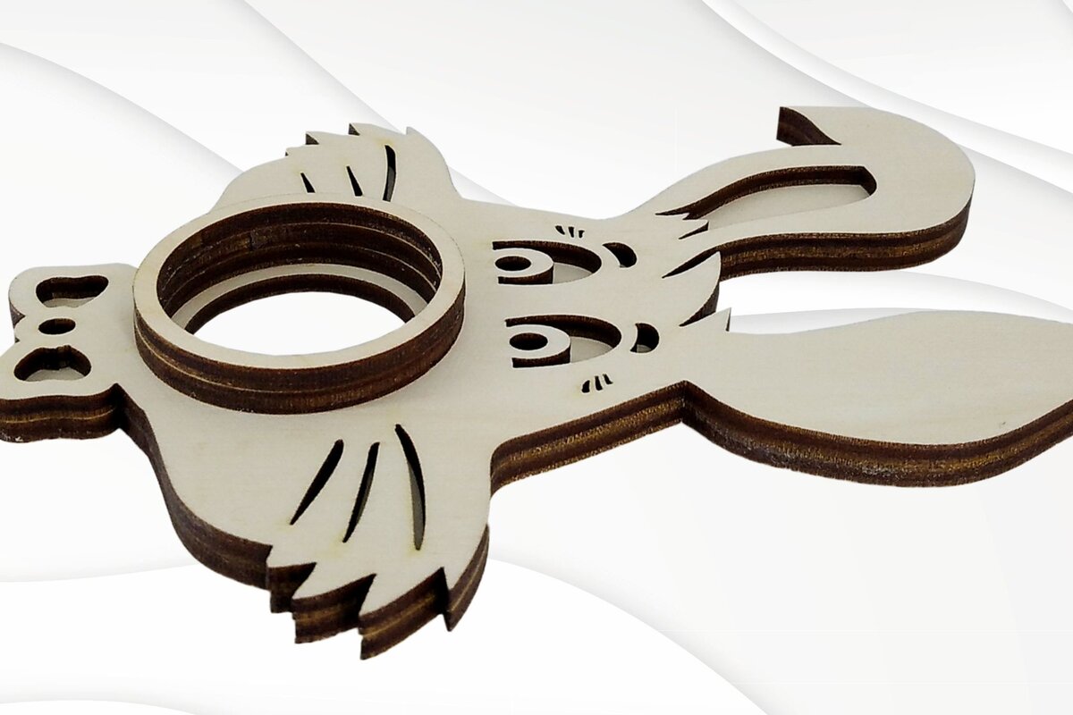 Intra απο ξύλο plywood  Χρώμα wenge 3mm-4mm πάχος - Πασχαλινή σιλουέτα λαγουδάκι Δίασταση 144x108 cm INTRAFABR-66372635