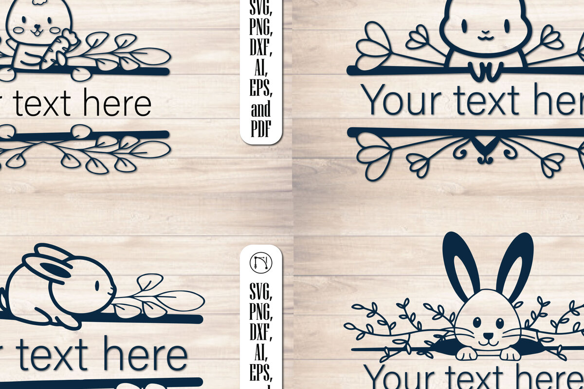 Σετ των 2 Intra απο ξύλο plywood  Χρώμα wenge 3mm-4mm πάχος - Πακέτο Split Monogram Easter Bunny Δίασταση 4x4 cm INTRAFABR-66381879