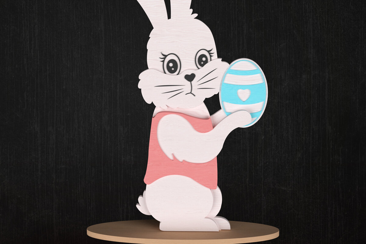 Σετ των 2 Intra απο ξύλο plywood  Χρώμα wenge 3mm-4mm πάχος - Πάσχα Λαγουδάκι - Δίασταση 6x6 cm INTRAFABR-34492110