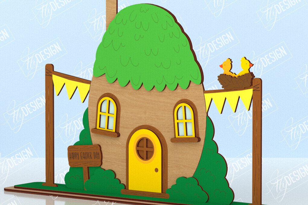 Σετ των 2 Intra απο ξύλο plywood  Χρώμα wenge 3mm-4mm πάχος - Πασχαλινό Λαγουδάκι Σπίτι | Διακόσμηση σπιτιού Δίασταση 15x15 cm INTRAFABR-114313801