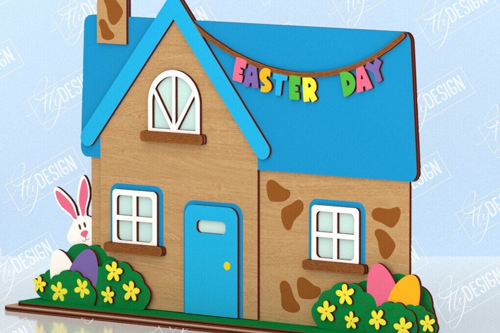 Σετ των 2 Intra απο ξύλο plywood  Χρώμα wenge 3mm-4mm πάχος - Πασχαλινό Λαγουδάκι Σπίτι | Διακόσμηση σπιτιού Δίασταση 15x15 cm INTRAFABR-114188704