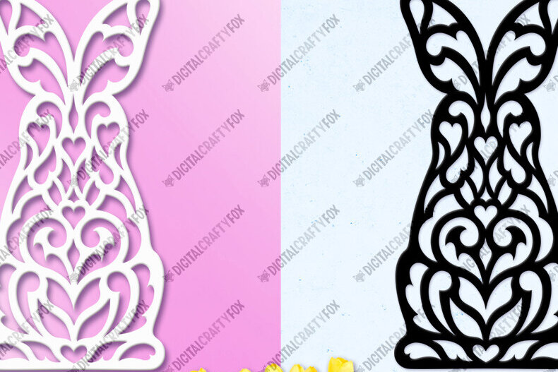 Σετ των 2 Intra απο ξύλο plywood  Χρώμα wenge 3mm-4mm πάχος - Easter Bunny , Bunny Δίασταση 6x6 cm INTRAFABR-121509827