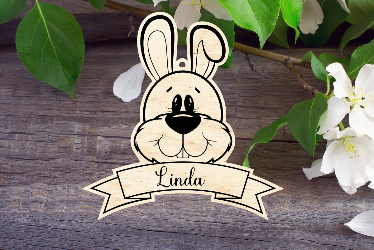 Σετ των 2 Intra απο ξύλο plywood  Χρώμα wenge 3mm-4mm πάχος - Πασχαλινό λαγουδάκι Δίασταση 15x15 cm INTRAFABR-121509535