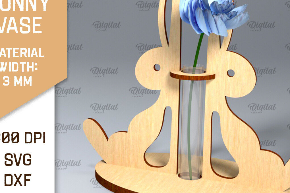 Σετ των 2 Intra απο ξύλο plywood  Χρώμα wenge 3mm-4mm πάχος - Πασχαλινό βάζο για λαγουδάκι . Πασχαλινό Βάζο Laser Δίασταση 15x15 cm INTRAFABR-122664282