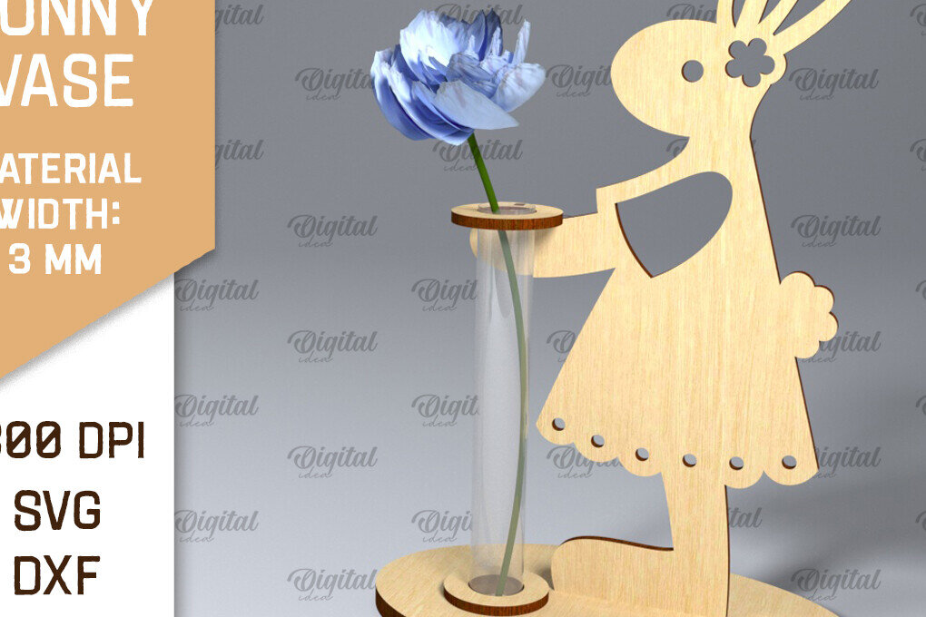 Σετ των 2 Intra απο ξύλο plywood  Χρώμα wenge 3mm-4mm πάχος - Πασχαλινό βάζο για λαγουδάκι . Πασχαλινό Βάζο Laser Δίασταση 15x15 cm INTRAFABR-122664297