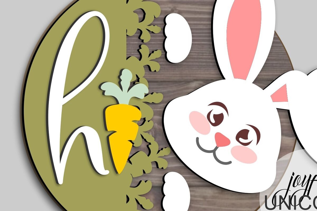 Σετ των 2 Intra απο ξύλο plywood  Χρώμα wenge 3mm-4mm πάχος - Κρεμάστρα πόρτας καλωσορίσματος Easter Bunny Δίασταση 15x15 cm INTRAFABR-122663954