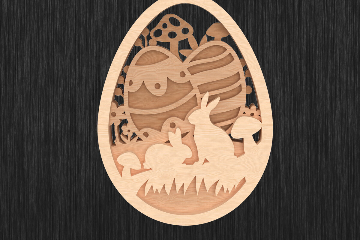 Σετ των 2 Intra απο ξύλο plywood  Χρώμα wenge 3mm-4mm πάχος - Πασχαλινό λαγουδάκι με αυγό στολίδι με λέιζερ Δίασταση 6x6 cm INTRAFABR-122664026