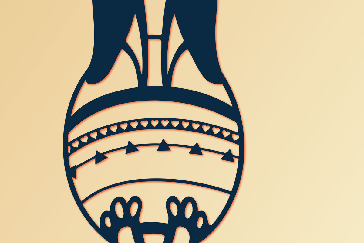 Σετ των 2 Intra απο ξύλο plywood  Χρώμα wenge 3mm-4mm πάχος - Πασχαλινό λαγουδάκι με κομμένο αυγού Δίασταση 15x15 cm INTRAFABR-122723824