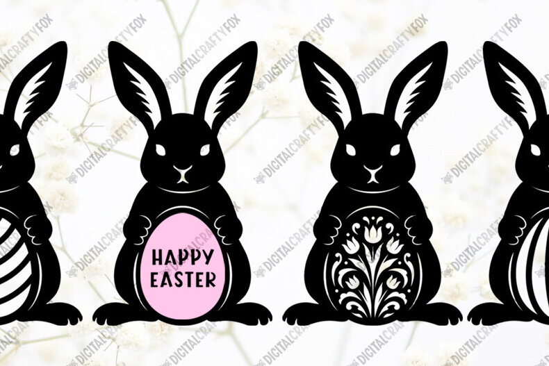 Σετ των 2 Intra απο ξύλο plywood  Χρώμα wenge 3mm-4mm πάχος - Πασχαλινό λαγουδάκι με αυγό Χαρτοκόψιμο Δίασταση 20x20 cm INTRAFABR-122723851