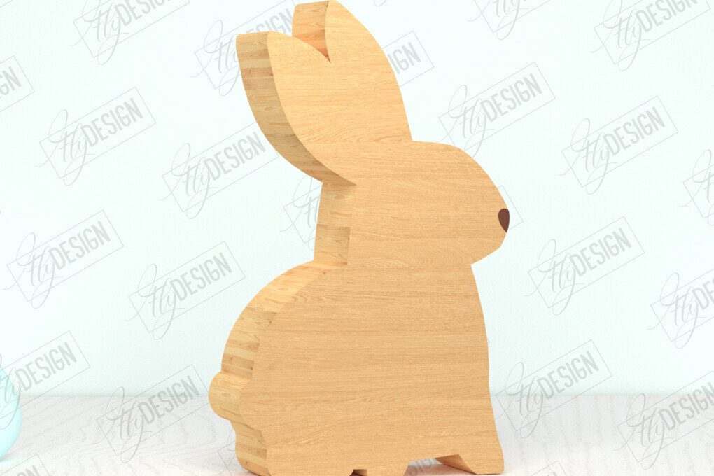 Σετ των 2 Intra απο ξύλο plywood  Χρώμα wenge 3mm-4mm πάχος - Πασχαλινό λαγουδάκι Ξύλινο ντεκόρ | Πασχαλινό σημάδι Δίασταση 15x15 cm INTRAFABR-96408954