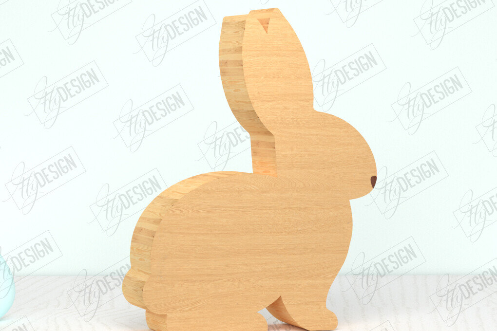 Σετ των 2 Intra απο ξύλο plywood  Χρώμα wenge 3mm-4mm πάχος - Πασχαλινό λαγουδάκι Ξύλινο ντεκόρ | Πασχαλινό σημάδι Δίασταση 15x15 cm INTRAFABR-96408963