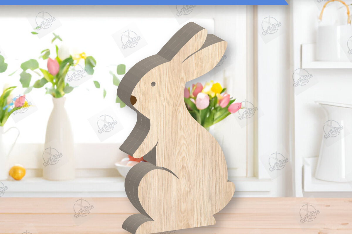 Σετ των 2 Intra απο ξύλο plywood  Χρώμα wenge 3mm-4mm πάχος - Πασχαλινό λαγουδάκι Ξύλινη διακόσμηση με λέιζερ Δίασταση 15x15 cm INTRAFABR-30605169