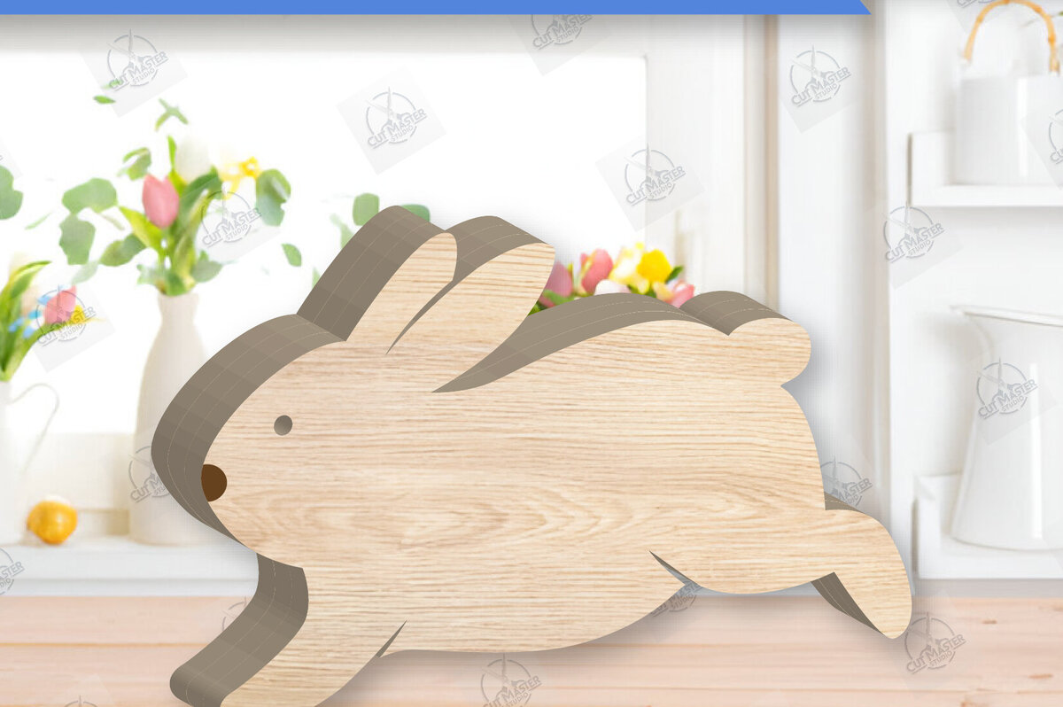 Σετ των 2 Intra απο ξύλο plywood  Χρώμα wenge 3mm-4mm πάχος - Πασχαλινό λαγουδάκι Ξύλινη διακόσμηση με λέιζερ Δίασταση 15x15 cm INTRAFABR-30738164