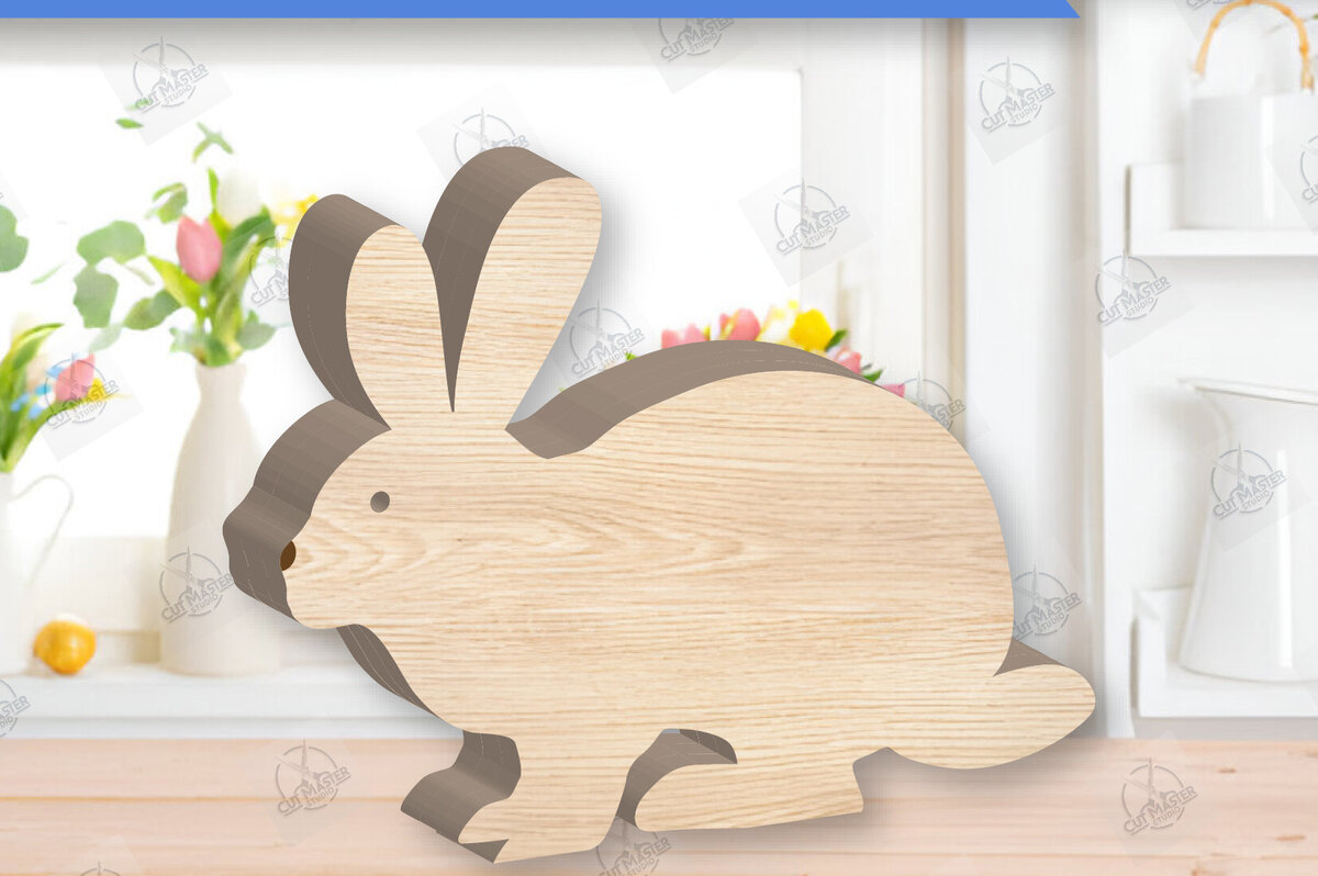 Σετ των 2 Intra απο ξύλο plywood  Χρώμα wenge 3mm-4mm πάχος - Πασχαλινό λαγουδάκι Ξύλινη διακόσμηση με λέιζερ Δίασταση 15x15 cm INTRAFABR-96337683