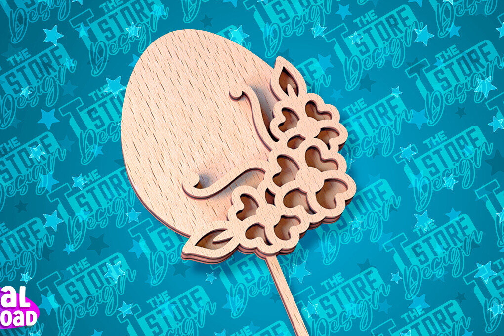 Σετ των 2 Intra απο ξύλο plywood  Χρώμα wenge 3mm-4mm πάχος - Πασχαλινό κέικ Topper | CNC Δίασταση 15x15 cm INTRAFABR-121348806