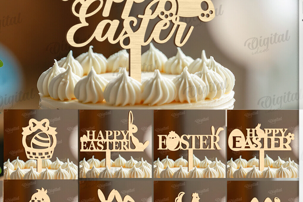 Σετ των 2 Intra απο ξύλο plywood  Χρώμα wenge 3mm-4mm πάχος - Πασχαλινό κέικ Toppers Πακέτο κοπής με λέιζερ Δίασταση 15x15 cm INTRAFABR-121348692