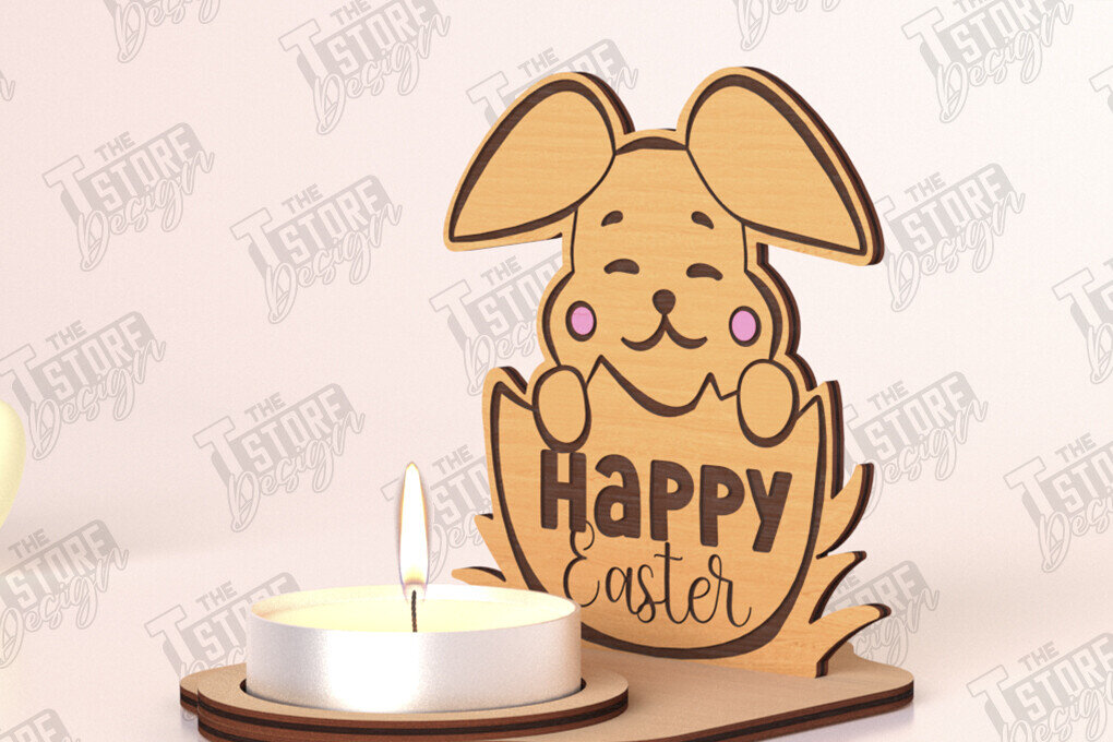 Σετ των 2 Intra απο ξύλο plywood  Χρώμα wenge 3mm-4mm πάχος - Πασχαλινή λαμπάδα | Κηροπήγιο | CNC Δίασταση 15x15 cm INTRAFABR-119785738