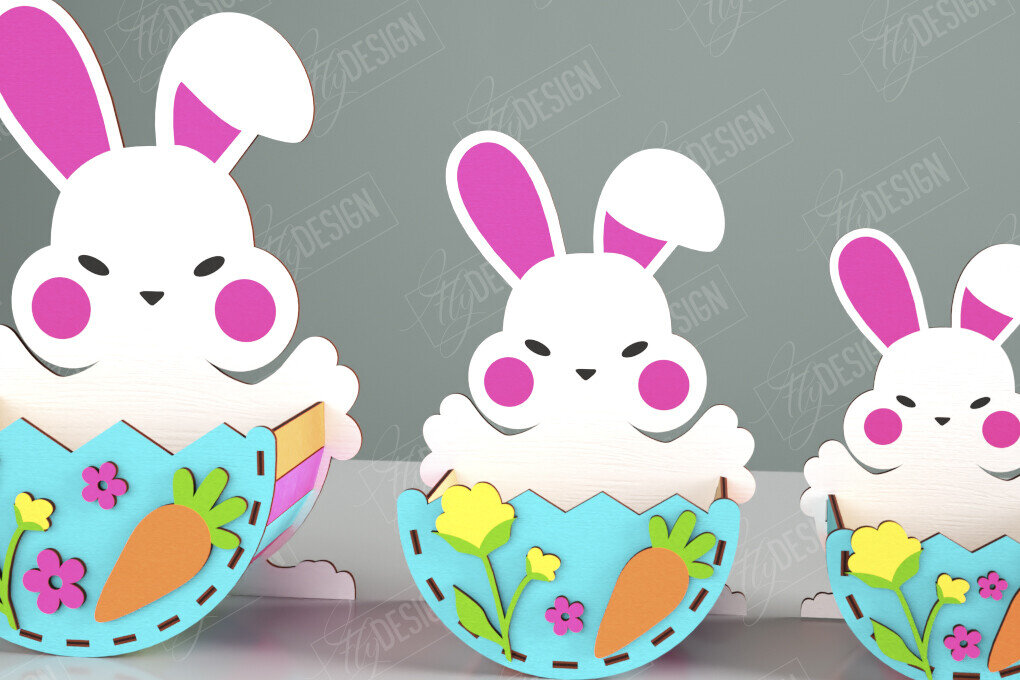 Σετ των 2 Intra απο ξύλο plywood  Χρώμα wenge 3mm-4mm πάχος - Πασχαλινό καλάθι με καραμέλες | Αυγοθήκη | Λαγουδάκι Δίασταση 15x15 cm INTRAFABR-116797476