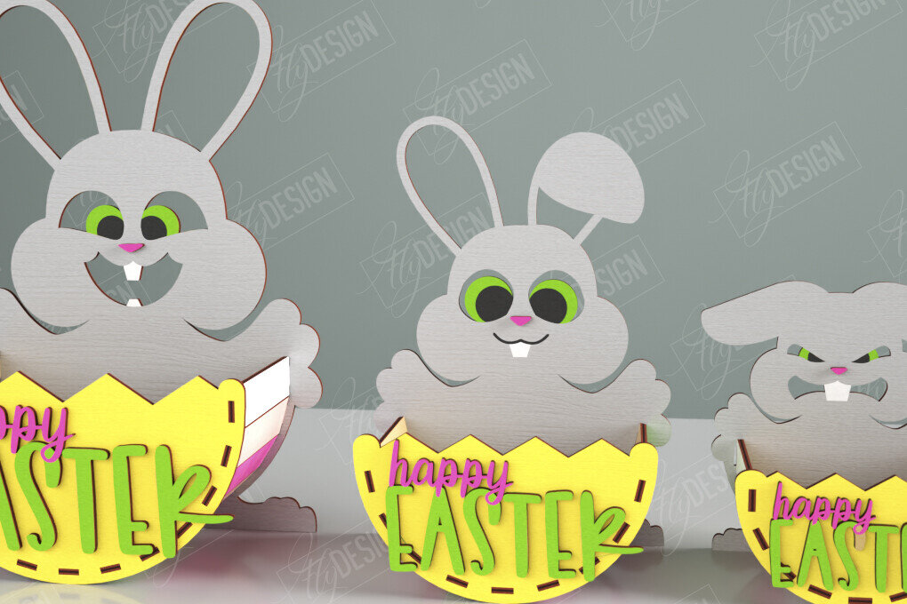 Σετ των 2 Intra απο ξύλο plywood  Χρώμα wenge 3mm-4mm πάχος - Πασχαλινό καλάθι με καραμέλες | Αυγοθήκη | Λαγουδάκι Δίασταση 15x15 cm INTRAFABR-116797494