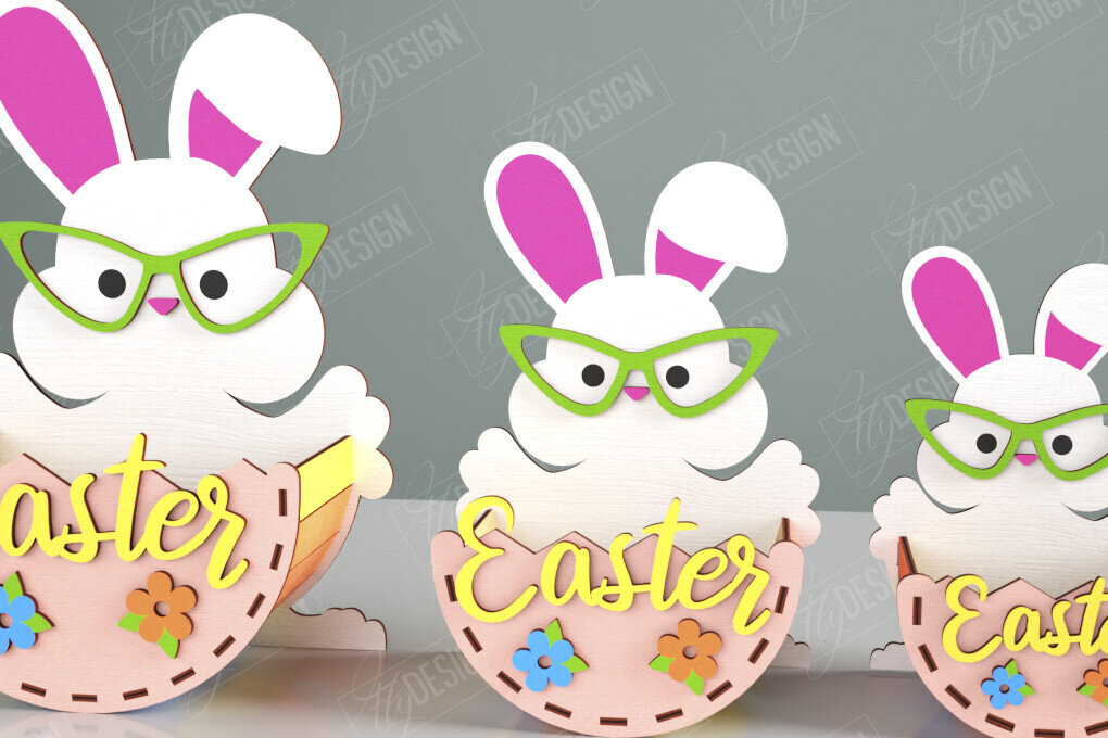 Σετ των 2 Intra απο ξύλο plywood  Χρώμα wenge 3mm-4mm πάχος - Πασχαλινό καλάθι με καραμέλες | Αυγοθήκη | Λαγουδάκι Δίασταση 15x15 cm INTRAFABR-116885262