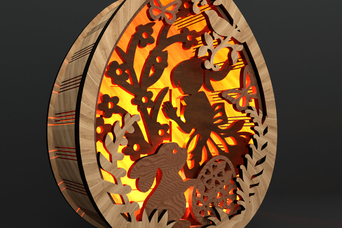 Σετ των 2 Intra απο ξύλο plywood  Χρώμα wenge 3mm-4mm πάχος - Πασχαλινή καραμέλα Δίασταση 5x5 cm INTRAFABR-122559319