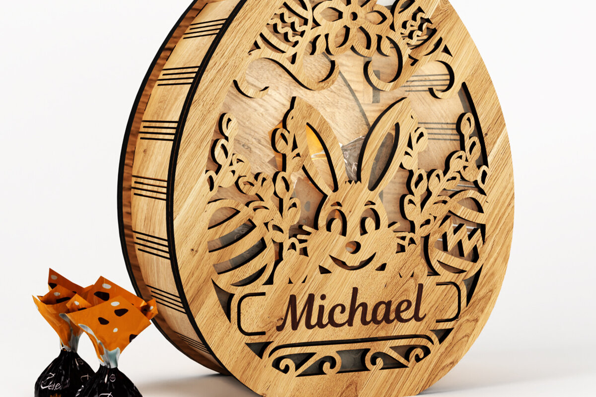 Σετ των 2 Intra απο ξύλο plywood  Χρώμα wenge 3mm-4mm πάχος - Πασχαλινή Μπαχαροθήκη με Όνομα Δίασταση 5x5 cm INTRAFABR-70818888