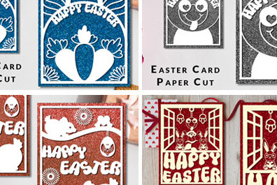 Σετ των 2 Intra απο ξύλο plywood  Χρώμα wenge 3mm-4mm πάχος - Πασχαλινή κάρτα Paper Cut Πακέτο σχεδίου Δίασταση 15x15 cm INTRAFABR-66580305