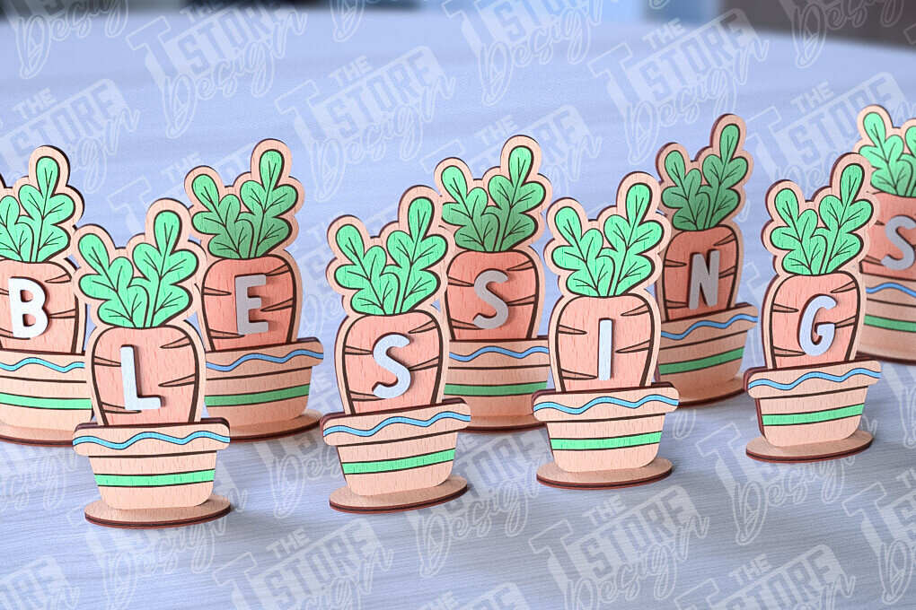 Σετ των 2 Intra απο ξύλο plywood  Χρώμα wenge 3mm-4mm πάχος - Πασχαλινά καρότα | με λέιζερ Δίασταση 15x15 cm INTRAFABR-112122874