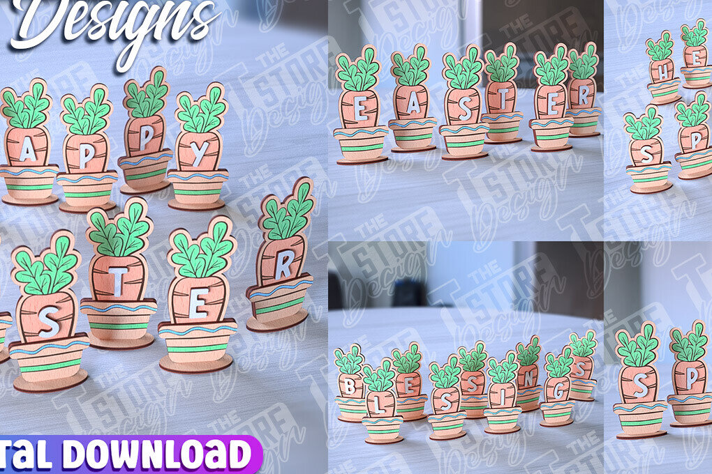 Σετ των 2 Intra απο ξύλο plywood  Χρώμα wenge 3mm-4mm πάχος - Πασχαλινά καρότα | με λέιζερ Δίασταση 15x15 cm INTRAFABR-81349849