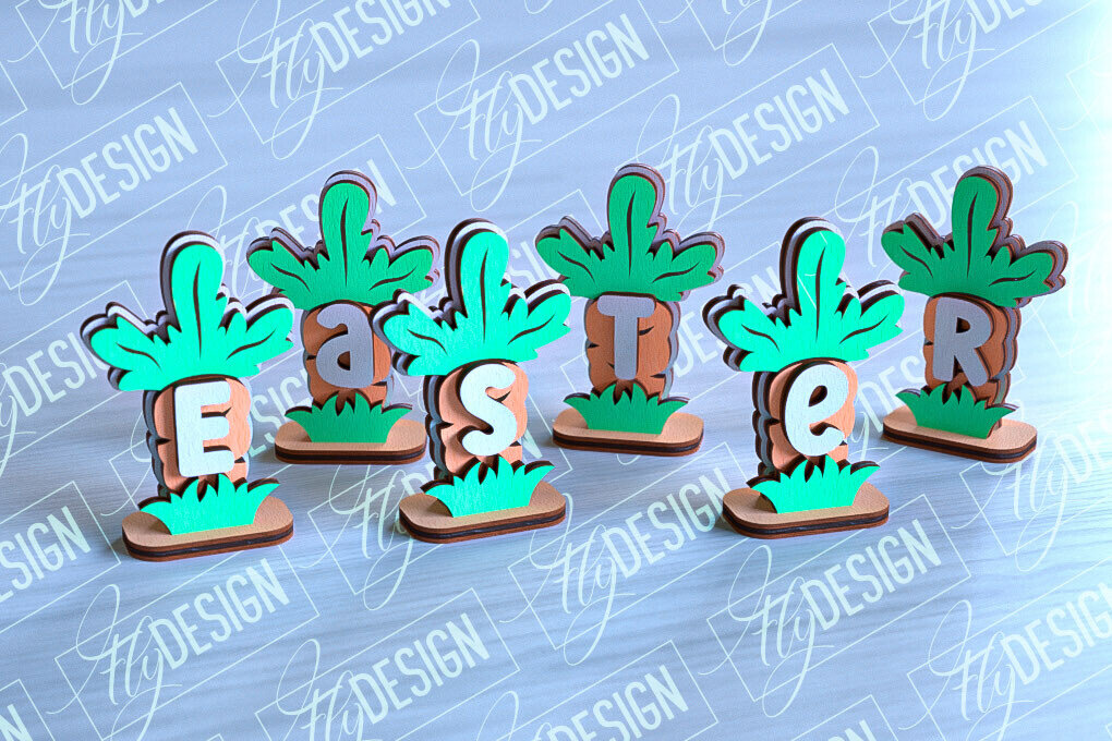 Σετ των 2 Intra απο ξύλο plywood  Χρώμα wenge 3mm-4mm πάχος - Πασχαλινά καρότα | με λέιζερ Δίασταση 15x15 cm INTRAFABR-112120044