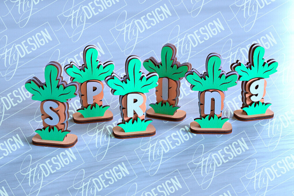 Σετ των 2 Intra απο ξύλο plywood  Χρώμα wenge 3mm-4mm πάχος - Πασχαλινά καρότα | με λέιζερ Δίασταση 15x15 cm INTRAFABR-33021759