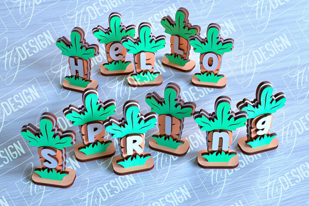 Σετ των 2 Intra απο ξύλο plywood  Χρώμα wenge 3mm-4mm πάχος - Πασχαλινά καρότα | με λέιζερ Δίασταση 15x15 cm INTRAFABR-27524599