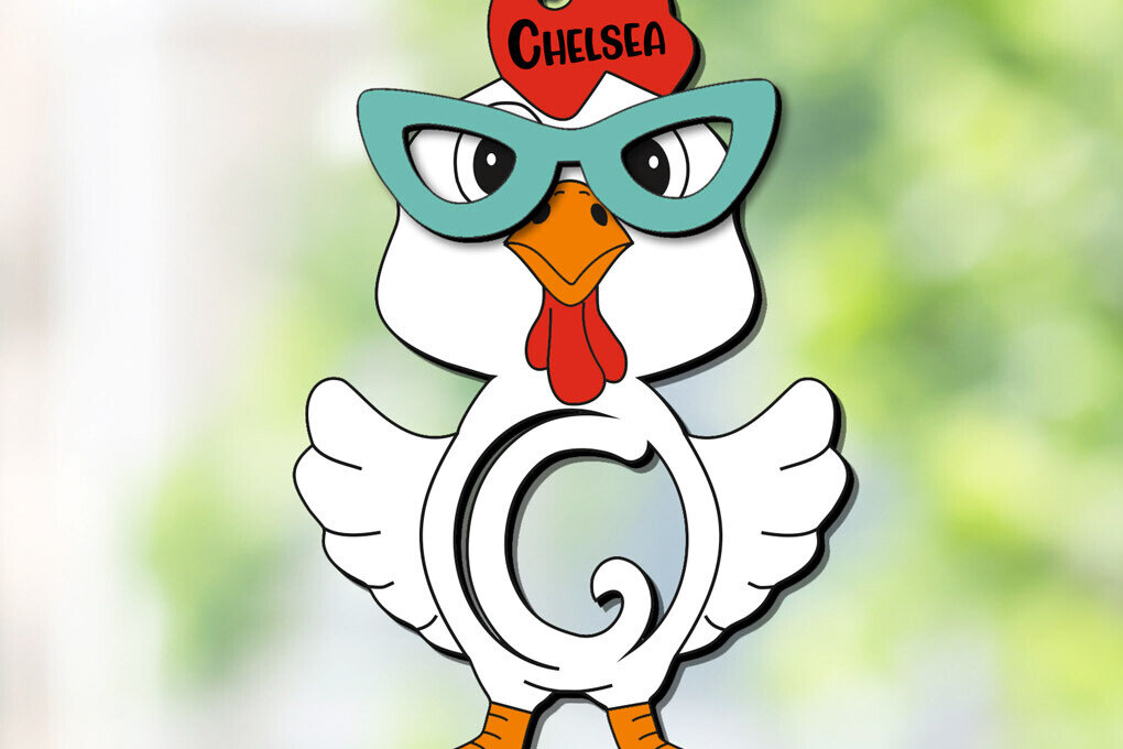 Σετ των 2 Intra απο ξύλο plywood  Χρώμα wenge 3mm-4mm πάχος - Πασχαλινό κοτόπουλο Γράμμα Γ Καλάθι Ετικέτα ονόματος Δίασταση 6x6 cm INTRAFABR-94074213