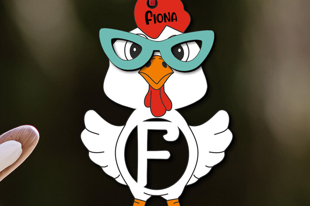 Σετ των 2 Intra απο ξύλο plywood  Χρώμα wenge 3mm-4mm πάχος - Πασχαλινό κοτόπουλο γράμμα F Καλάθι Ετικέτα ονόματος Δίασταση 6x6 cm INTRAFABR-94074320