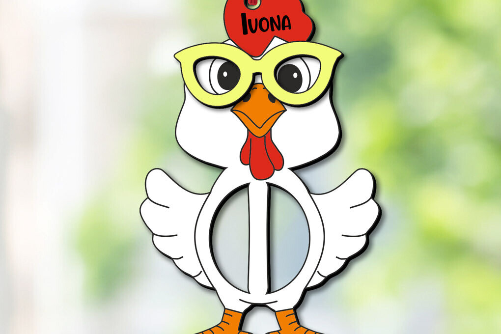 Σετ των 2 Intra απο ξύλο plywood  Χρώμα wenge 3mm-4mm πάχος - Πασχαλινό Κοτόπουλο Γράμμα Ι Καλάθι Ετικέτα ονόματος Δίασταση 6x6 cm INTRAFABR-94074464