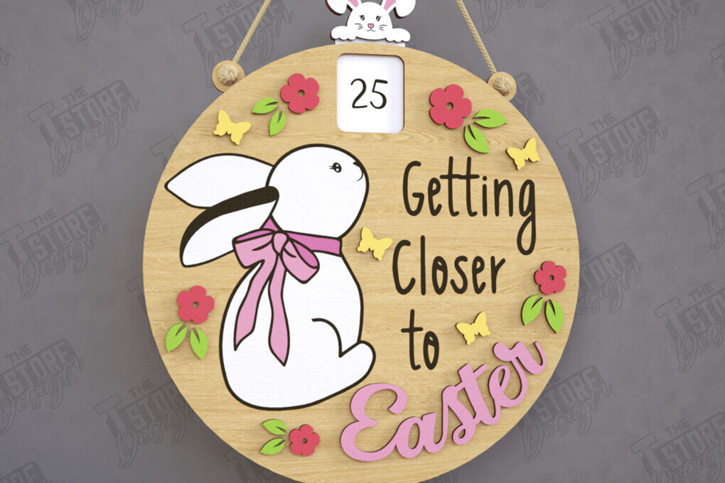 Σετ των 2 Intra απο ξύλο plywood  Χρώμα wenge 3mm-4mm πάχος - Αντίστροφη μέτρηση για το Πάσχα | Ημερολόγιο του Πάσχα | CNC Δίασταση 15x15 cm INTRAFABR-94074968