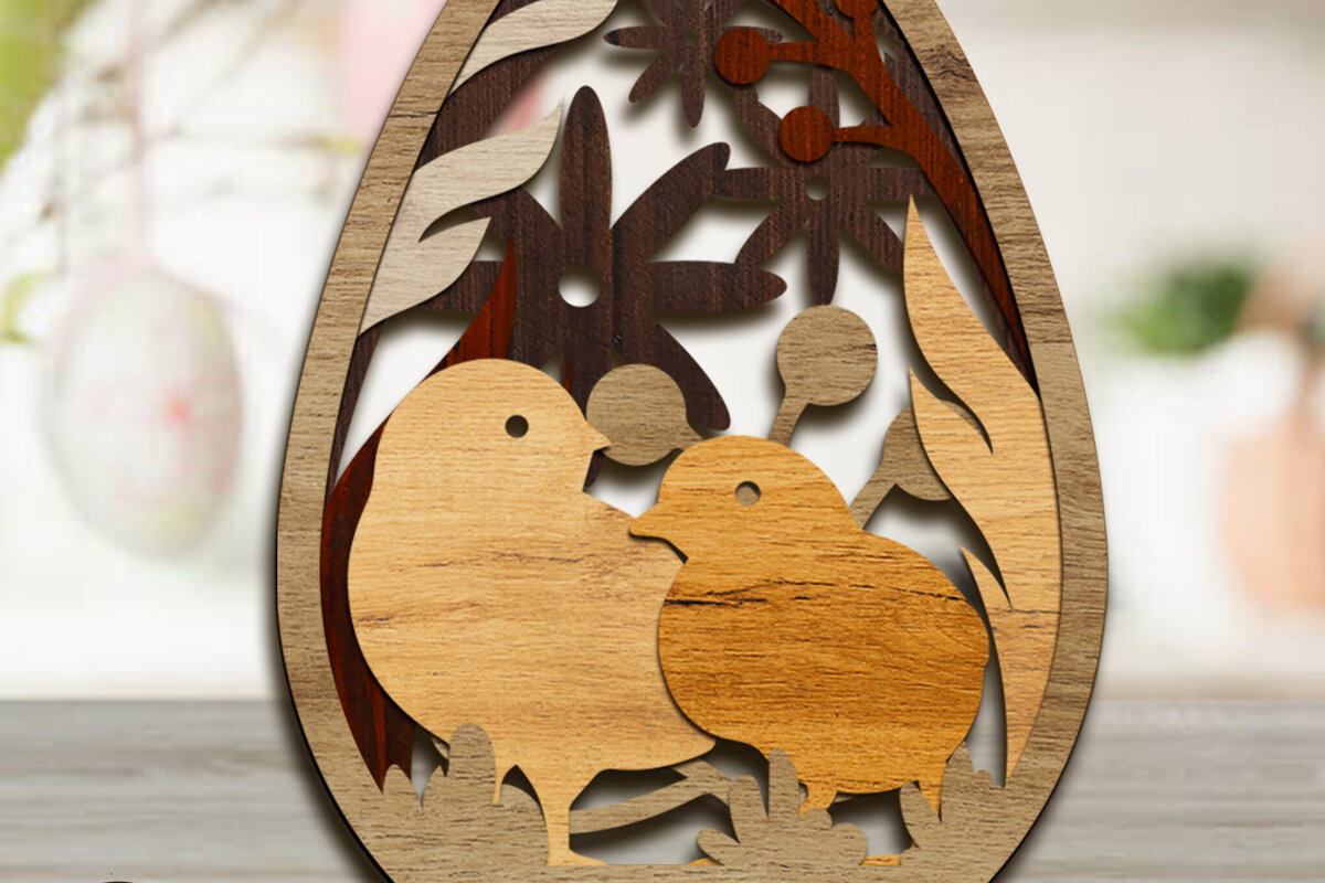 Σετ των 2 Intra απο ξύλο plywood  Χρώμα wenge 3mm-4mm πάχος - Πασχαλινό αυγό χειροτεχνίας, πρότυπο με στρώσεις Δίασταση 4x5 cm INTRAFABR-120324495