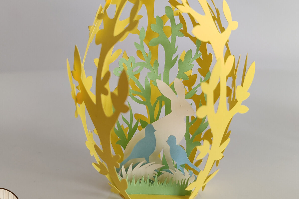 Σετ των 2 Intra απο ξύλο plywood  Χρώμα wenge 3mm-4mm πάχος - Πασχαλινό αυγό με κουνέλι Δίασταση 5x3 cm INTRAFABR-120324501