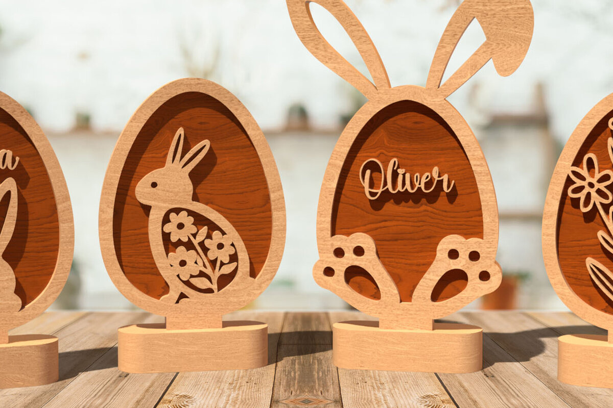 Σετ των 2 Intra απο ξύλο plywood  Χρώμα wenge 3mm-4mm πάχος - Πασχαλινό Πακέτο - Πασχαλινό Αυγό Δίασταση 20x20 cm INTRAFABR-120324515