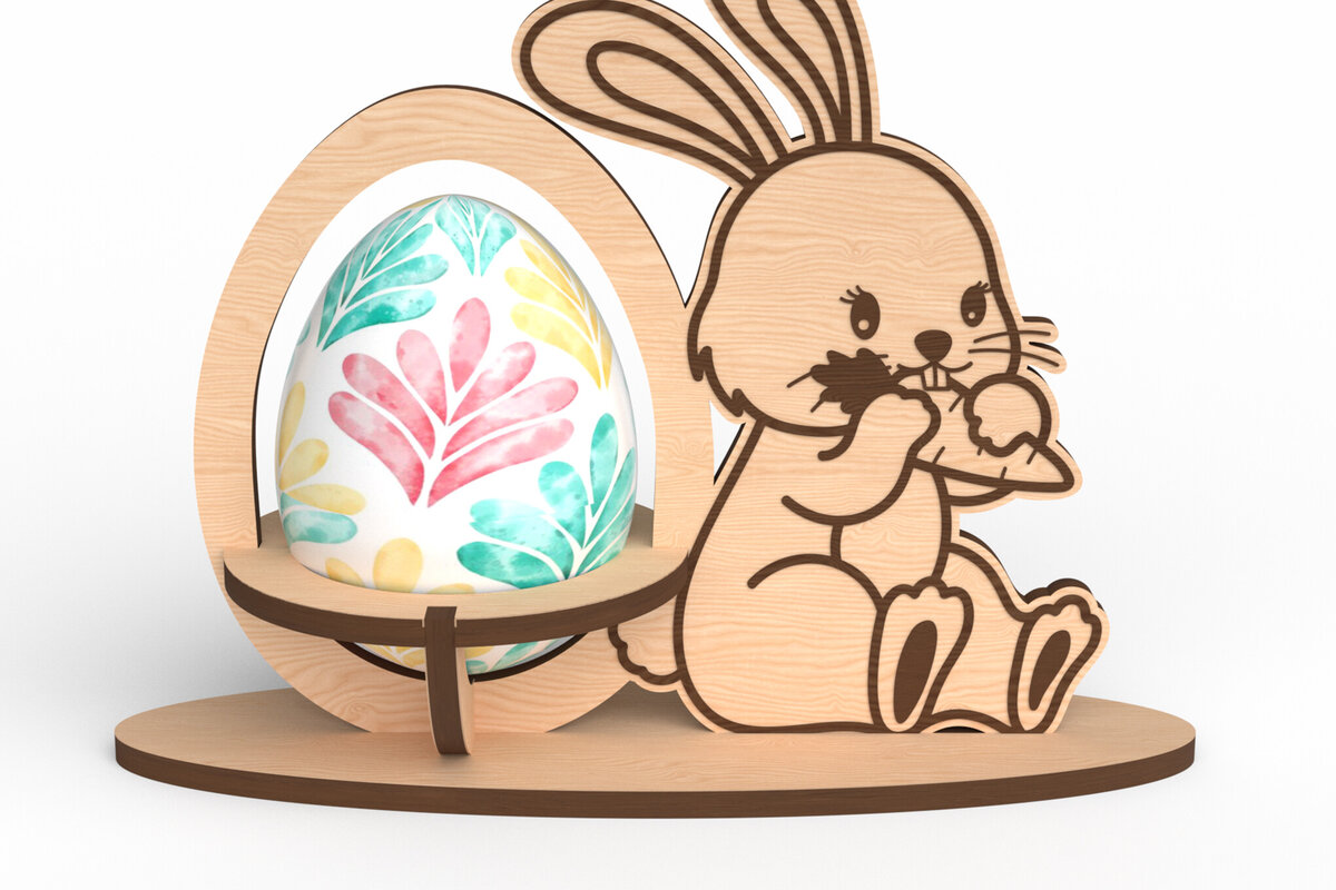 Intra απο ξύλο plywood  Χρώμα wenge 3mm-4mm πάχος - Πασχαλινό χαριτωμένο λαγουδάκι αυγοθήκης Δίασταση 30x20 cm INTRAFABR-120324487