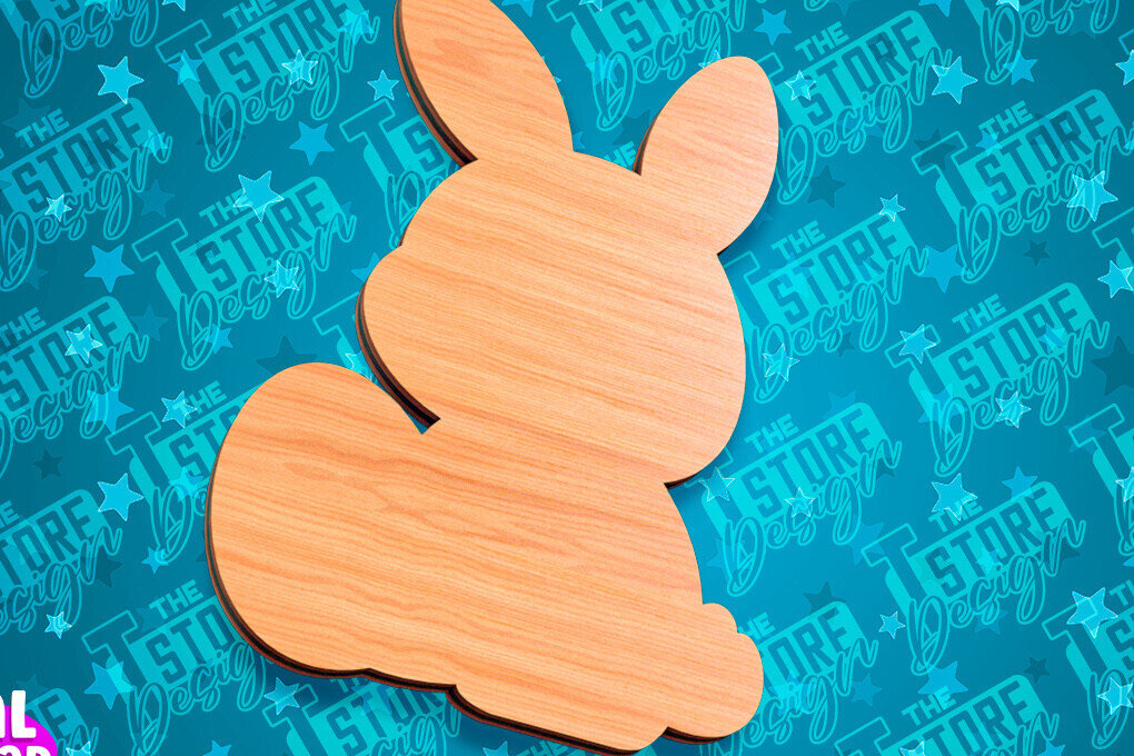 Σετ των 2 Intra απο ξύλο plywood  Χρώμα wenge 3mm-4mm πάχος - Πασχαλινές σανίδες κοπής | Κόψιμο με λέιζερ λαγουδάκι Δίασταση 15x15 cm INTRAFABR-106109869