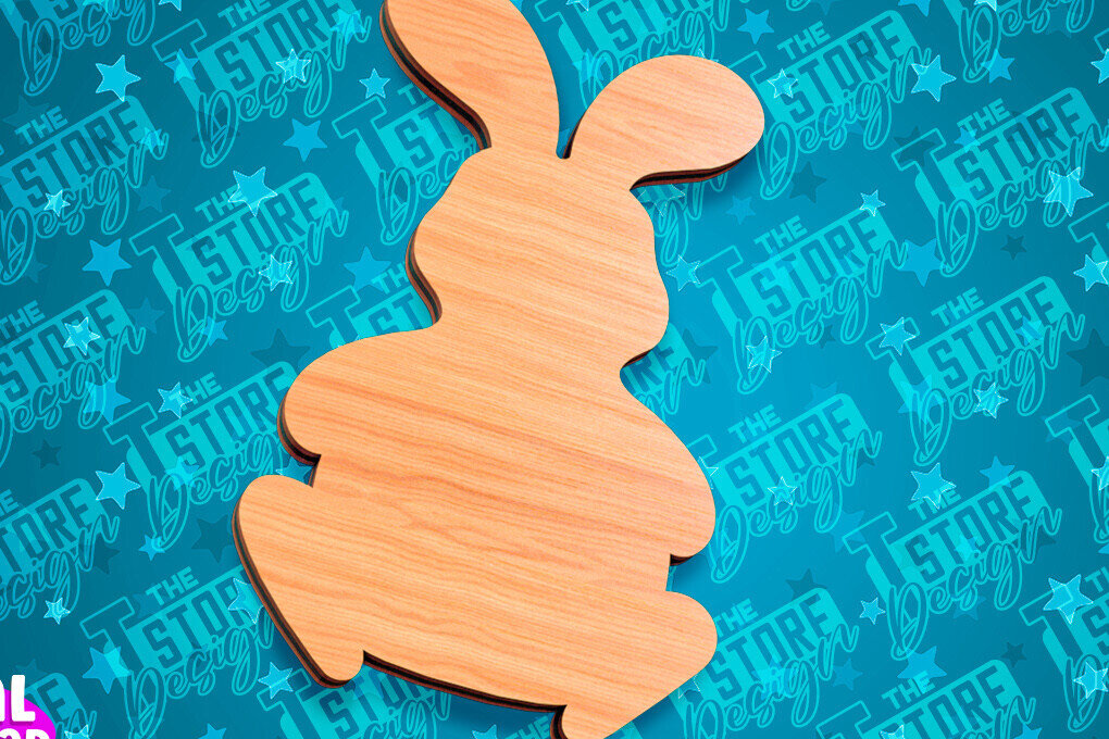 Σετ των 2 Intra απο ξύλο plywood  Χρώμα wenge 3mm-4mm πάχος - Πασχαλινές σανίδες κοπής | Κόψιμο με λέιζερ λαγουδάκι Δίασταση 15x15 cm INTRAFABR-106109884