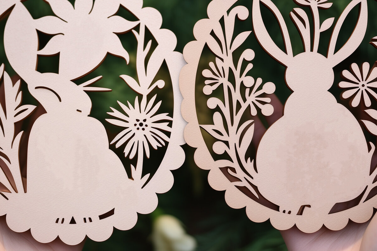 Σετ των 2 Intra απο ξύλο plywood  Χρώμα wenge 3mm-4mm πάχος - Πακέτο Day Easter Day Δίασταση 4x4 cm INTRAFABR-78570560