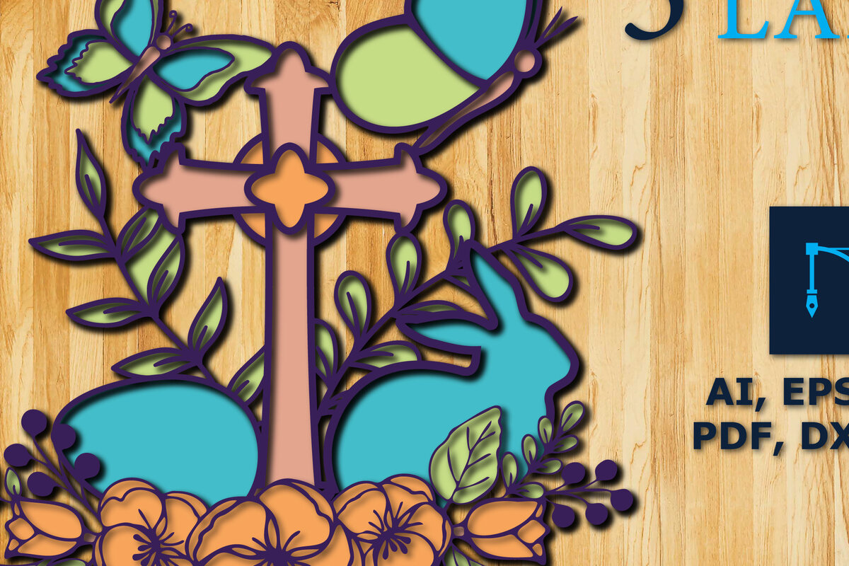 Σετ των 2 Intra απο ξύλο plywood  Χρώμα wenge 3mm-4mm πάχος - Εικονογράφηση στρώματος ημέρας του Πάσχα Δίασταση 15x15 cm INTRAFABR-102702478