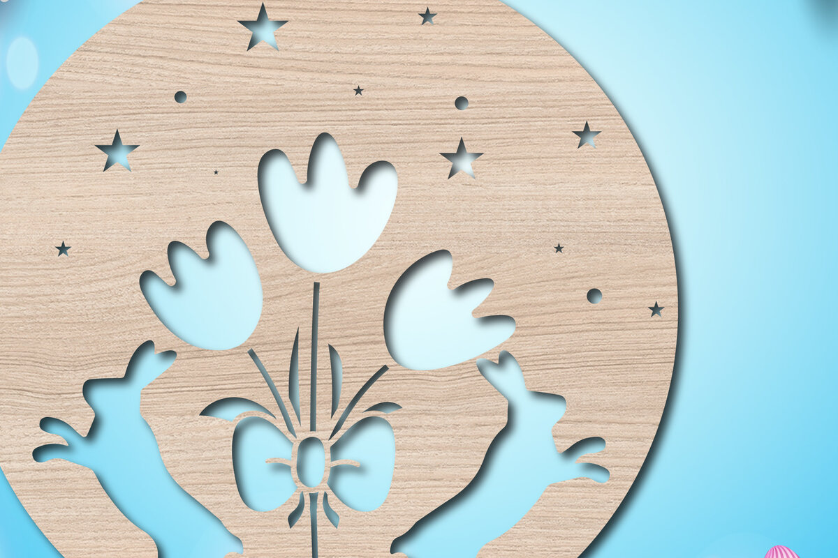 Σετ των 2 Intra απο ξύλο plywood  Χρώμα wenge 3mm-4mm πάχος - Διακόσμηση/ετικέτα κοπής με λέιζερ την ημέρα του Πάσχα Δίασταση 15x15 cm INTRAFABR-78570522