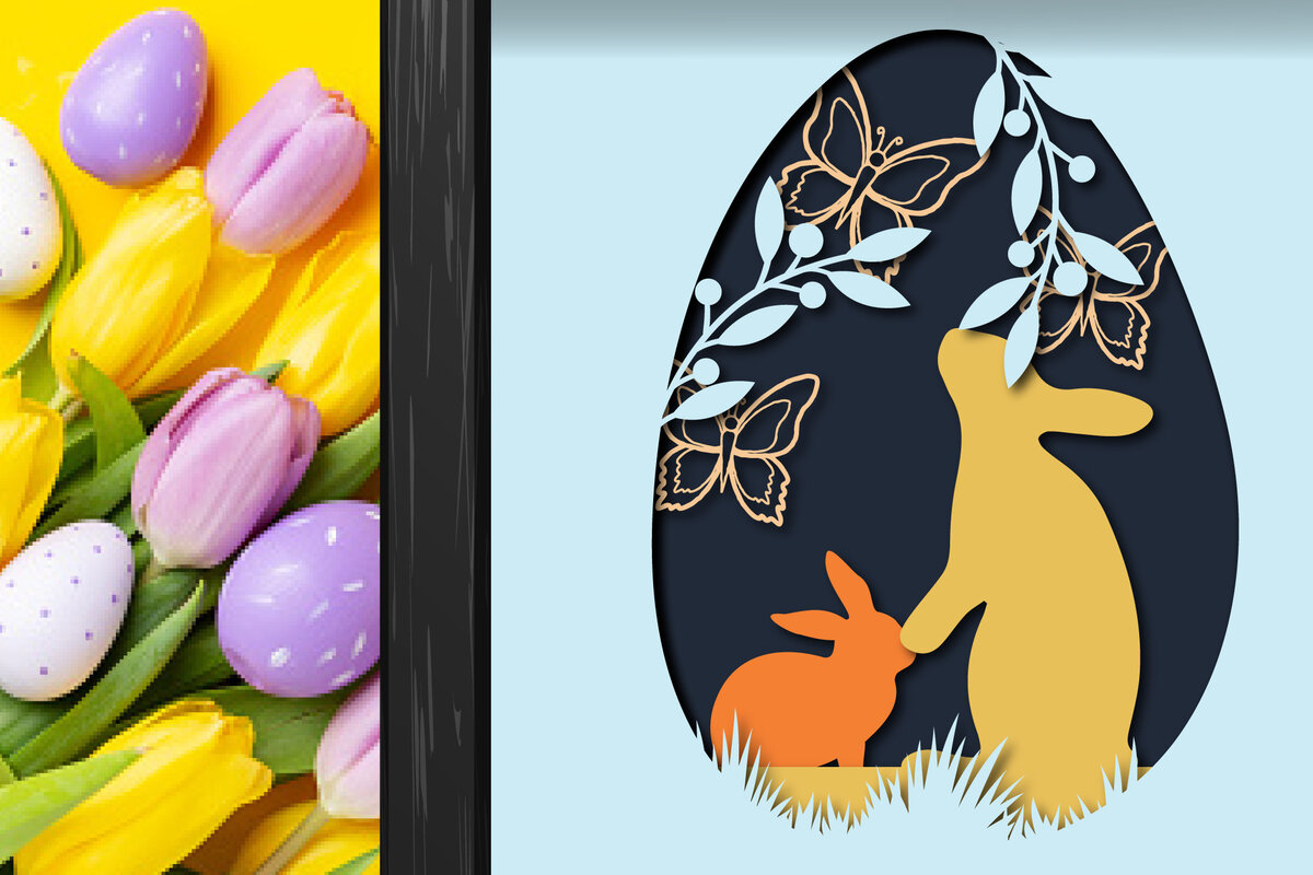 Σετ των 2 Intra απο ξύλο plywood  Χρώμα wenge 3mm-4mm πάχος - Easter Day Shadow/light Box Layer Δίασταση 15x15 cm INTRAFABR-103427765