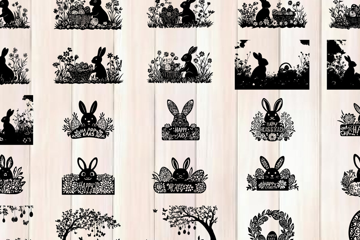 Σετ των 2 Intra απο ξύλο plywood  Χρώμα wenge 3mm-4mm πάχος - Πακέτο σιλουέτας για την ημέρα του Πάσχα Δίασταση 4x4 cm INTRAFABR-103457305