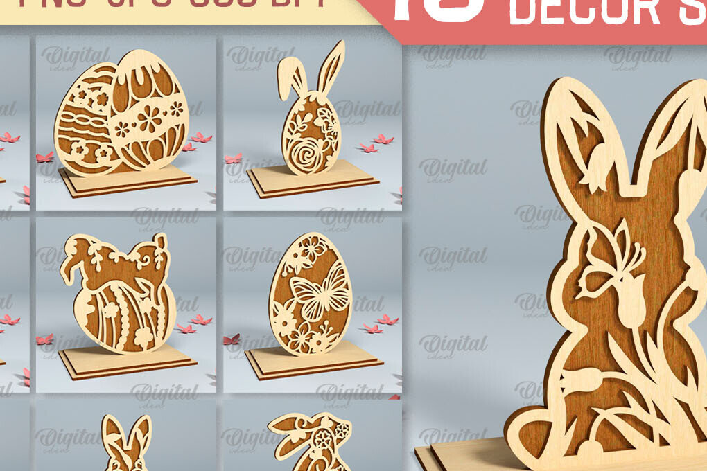 Σετ των 2 Intra απο ξύλο plywood  Χρώμα wenge 3mm-4mm πάχος - Πασχαλινή Διακόσμηση Σταντ Πακέτο κοπής με λέιζερ Δίασταση 15x15 cm INTRAFABR-105602793