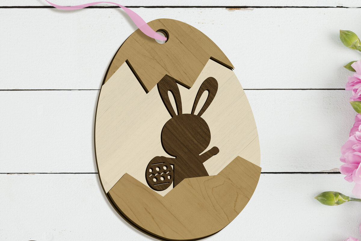 Σετ των 2 Intra απο ξύλο plywood  Χρώμα wenge 3mm-4mm πάχος - Πασχαλινή διακοσμητική ετικέτα αυγών, κομμένο πρότυπο Δίασταση 3x4 cm INTRAFABR-106336058