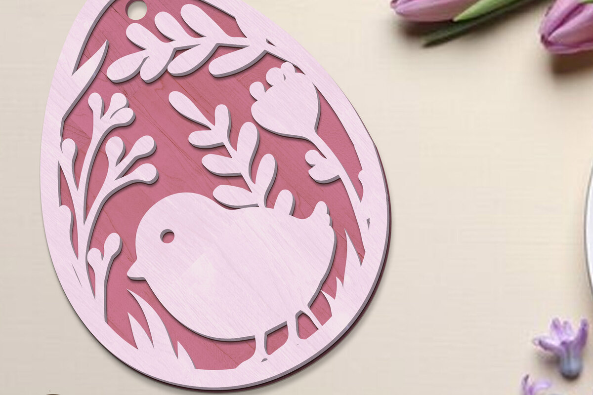 Σετ των 2 Intra απο ξύλο plywood  Χρώμα wenge 3mm-4mm πάχος - Πασχαλινό διακοσμητικό αυγό με λίμα νεοσσών Δίασταση 3x4 cm INTRAFABR-78499676